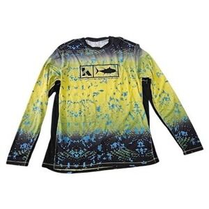 Koofin Gear Fishing Shirt XL Long Sleeve Yellow Blue Offshore Performance